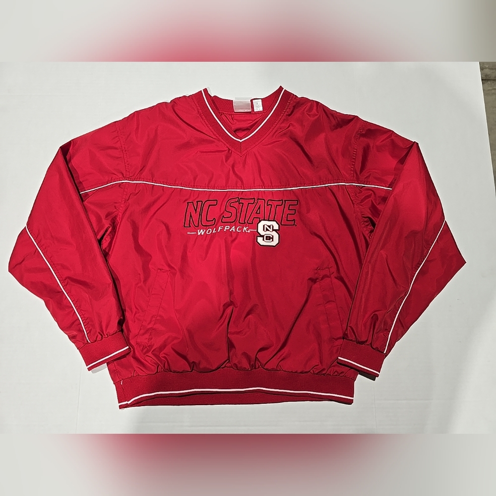 Red Oak Mens Embroidered NC State Wolfpack Windbreaker Pullover Coat Size Large